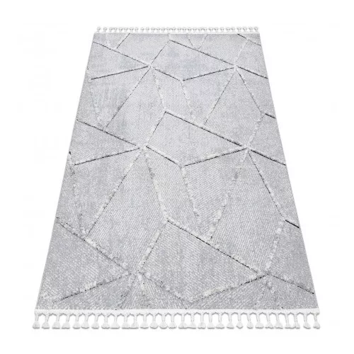 covor SEVILLA Z791C mozaik Gri franjuri albe Berber shaggy 200x290 cm