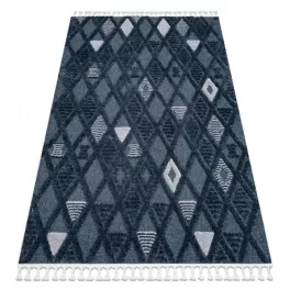   Covor SEVILLA Y499B, Diamant albastru franjuri Berber shaggy 200x290 cm