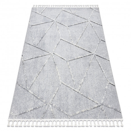 covor SEVILLA Z791C mozaic gri / alb cu franjuri Berber shaggy 240x330 cm