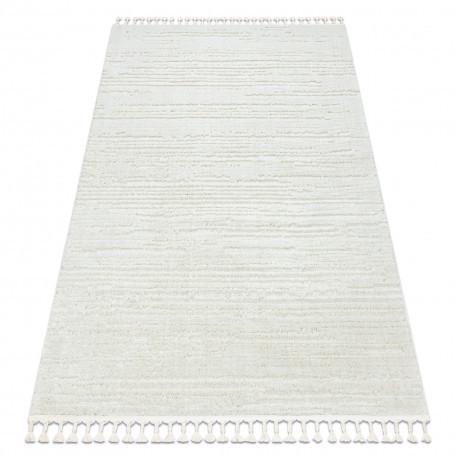 covor SEVILLA AC53B covor cu dungi si franjuri alb Berber shaggy  80x150 cm