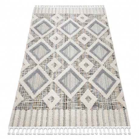 covor SEVILLA Y523C DIAMANT Gri / galben franjuri  Berber shaggy 80x150 cm