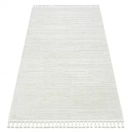   Covor SEVILLA AC53B dungi, alb franjuri Berber shaggy 120x170 cm