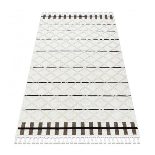 covor SEVILLA Y611A , DIAMANT maro/ Alb franjuri Berber shaggy 120x170 cm