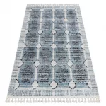 Covor modern BELLE BR22A bej / albastru franjuri 80x150 cm