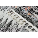 Covor modern BELLE BR23A negru / bej franjuri 80x150 cm