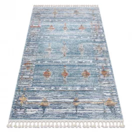 Covor modern BELLE BF13C albastru / bej franjuri 140x190 cm