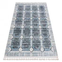 Covor modern BELLE BR22A bej / albastru franjuri 140x190 cm