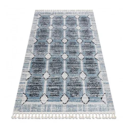 Covor modern BELLE BR22A bej / albastru franjuri 180x270 cm