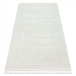   covor SEVILLA AC53B dungi Alb franjuri  Berber shaggy 140x190 cm