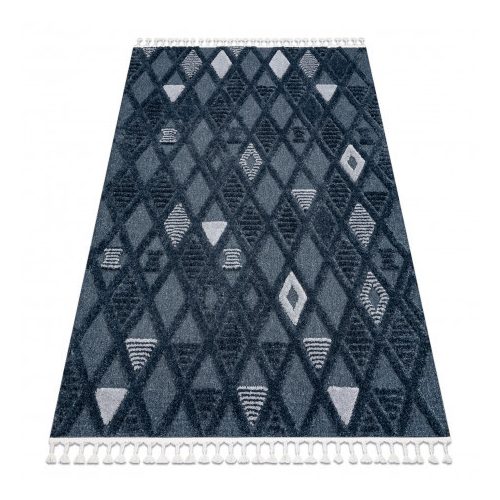 Covor SEVILLA Y499B, Diamant albastru franjuri Berber shaggy 120x170 cm