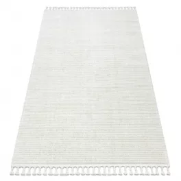   covor SEVILLA PC00B dungi Alb franjuri  Berber shaggy 120x170 cm