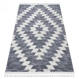   Covor SEVILLA Z250A Diamant albastru / gri franjuri Berber shaggy 120x170 cm