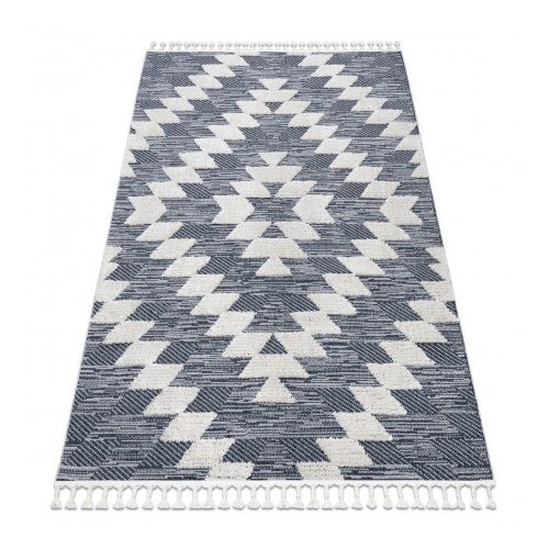 Covor SEVILLA Z250A Diamant albastru / gri franjuri Berber shaggy 120x170 cm