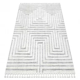   covor SEVILLA Z788A labirint,grecesc Alb / Gri franjuri Berber shaggy 120x170 cm