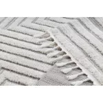 covor SEVILLA Z788A labirint,grecesc Alb / Gri franjuri Berber shaggy 120x170 cm