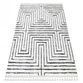   Covor SEVILLA Z788B alb / antracit franjuri Berber shaggy 120x170 cm