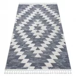 Covor SEVILLA Z250A Diamant albastru / gri franjuri Berber shaggy 200x290 cm
