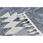 Covor SEVILLA Z250A Diamant albastru / gri franjuri Berber shaggy 200x290 cm