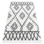 Covor BERBER UNION 3481 zig-zag crem / gri franjuri shaggy 140x190 cm