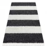 Covor BERBER UNION 4079 gri / crem franjuri shaggy 200x290 cm