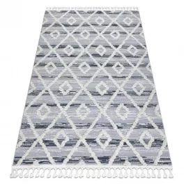   Covor SEVILLA Z555A, Diamant gri / alb franjuri Berber shaggy 200x290 cm