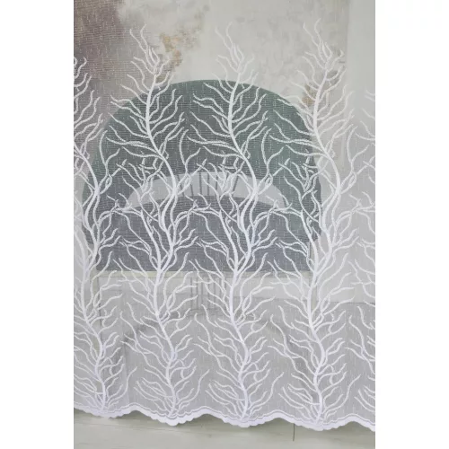  TRD. Perdea gata confecționată model Copacul Vieții Alb 200x160cm