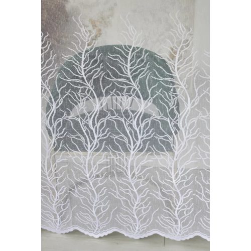  TRD. Perdea gata confecționată model Copacul Vieții Alb 300x160cm