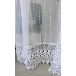  TRD. Perdea gata confecționată cu model Paris, brodată, model alb, 200x180cm
