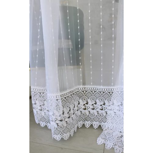  Perdea gata confecționată cu model Paris, brodată, model alb, 300x180cm
