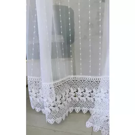    TRD. Perdea gata confecționată cu model Paris, brodată, model alb, 500x180cm