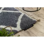 Covor BERBER CROSS B5950 gri / alb franjuri shaggy 200x290 cm