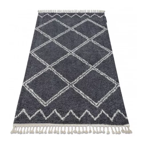 Covor BERBER ASILA B5970 gri / alb franjuri shaggy 200x290 cm