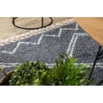 Covor BERBER ASILA B5970 gri / alb franjuri shaggy 200x290 cm