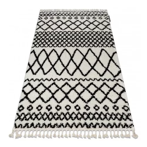 Covor BERBER SAFI N9040 alb / negru franjuri shaggy 200x290 cm
