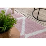 covor BERBER TROIK A0010 roz /alb covor shaggy cu franjuri 120x170 cm