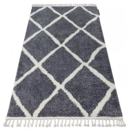   covor BERBER CROSS B5950 gri /alb covor shaggy cu franjuri  120x170 cm