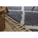 covor BERBER CROSS B5950 gri /alb covor shaggy cu franjuri  120x170 cm