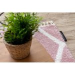 covor BERBER TROIK A0010 roz /alb covor shaggy cu franjuri 80x150 cm