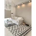 covor BERBER SAFI N9040 alb / negru covor shaggy cu franjuri  80x150 cm