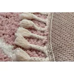  Kab. Covor BERBER TROIK A0010 rotund roz / alb, cu ciucuri, shaggy, rotund, 160 cm