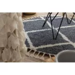 Covor BERBER CROSS B5950 Cerc, gri / alb franjuri shaggy 160 cm