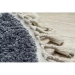 Covor BERBER CROSS B5950 Cerc, gri / alb franjuri shaggy 160 cm