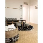 Covor BERBER ETHNIC G3802 Cerc, negru / alb franjuri shaggy 160 cm