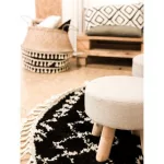Covor BERBER ETHNIC G3802 Cerc, negru / alb franjuri shaggy 160 cm