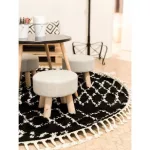 Covor BERBER ETHNIC G3802 Cerc, negru / alb franjuri shaggy 160 cm