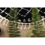 Covor BERBER ETHNIC G3802 Cerc, negru / alb franjuri shaggy 160 cm