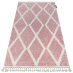 Covor BERBER TROIK A0010 roz / alb franjuri shaggy 180x270 cm