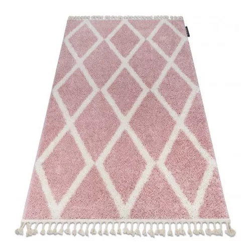 Covor BERBER TROIK A0010 roz / alb franjuri shaggy 180x270 cm