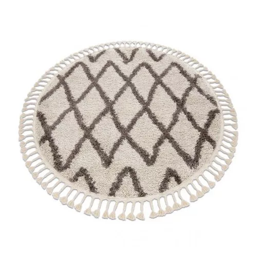 Covor BERBER BENI crem franjuri shaggy cerc 120 cm