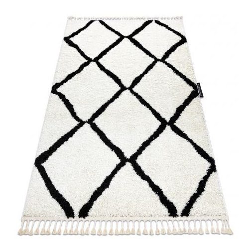 Covor BERBER CROSS alb franjuri shaggy 120x170 cm